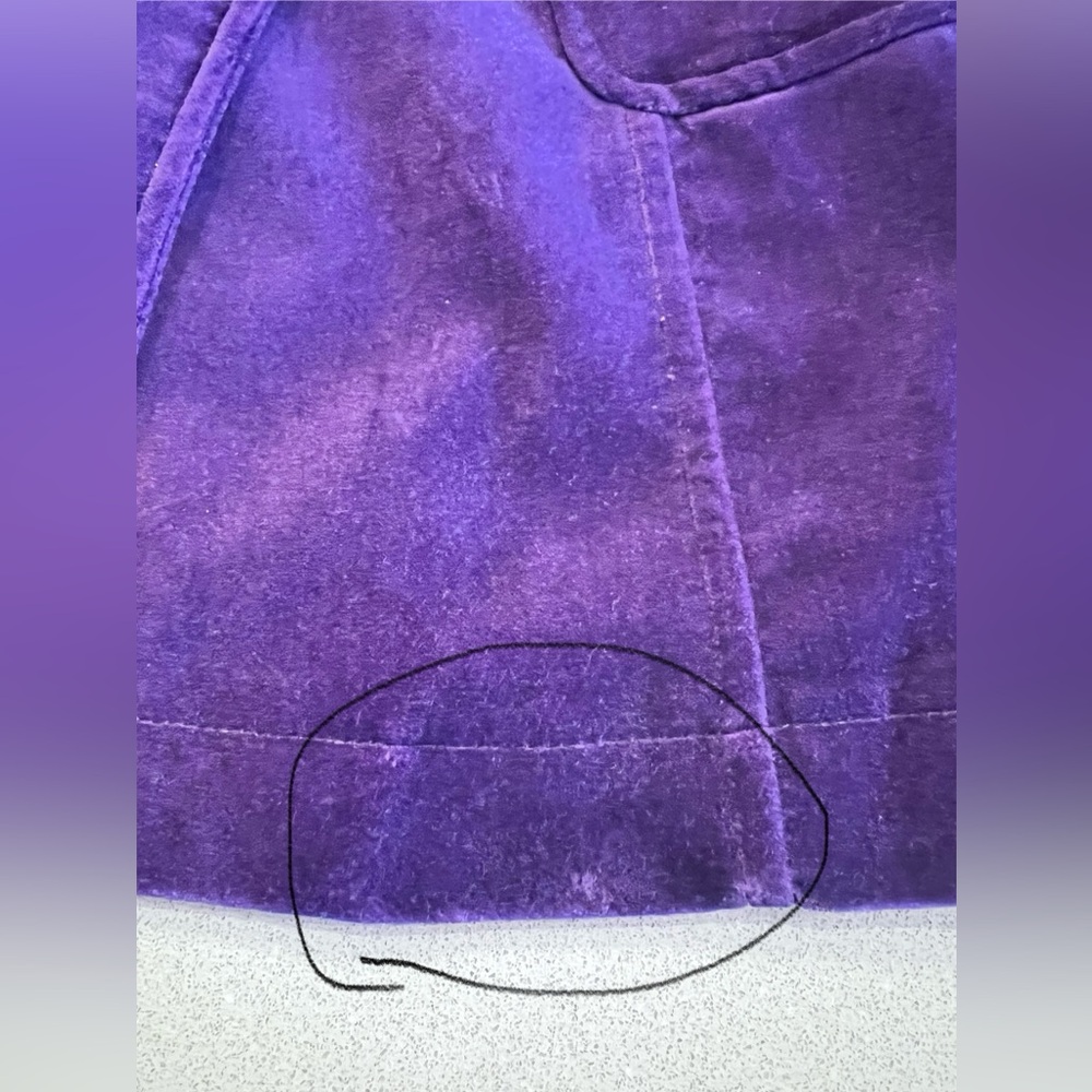 Velvet Cotton Purple Button Trench Pockets Sz Medium Unique - Picture 13 of 13